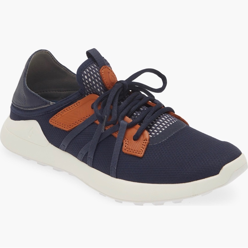 OluKai Manele Golf Shoes Mens 12 Navy Dark Wood Spikeless Sneakers 10508-DEDE